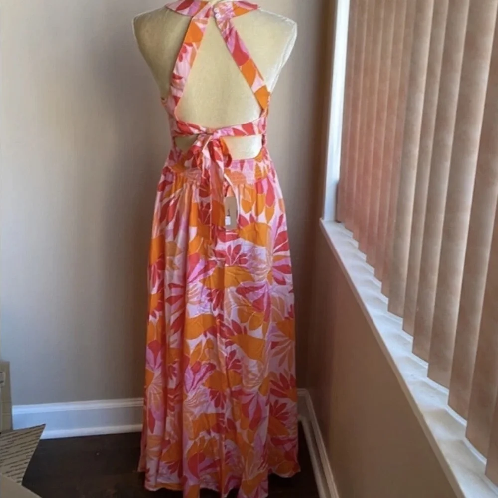 NWT Anthropologie Abel The Label Floral Maxi Dress Charlotte Backless Halter Med - Picture 6 of 9